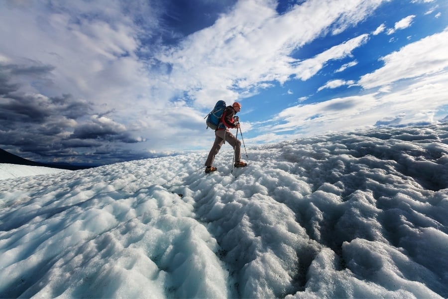 Hike in Wrangell-St. Elias National Park, Alaska.