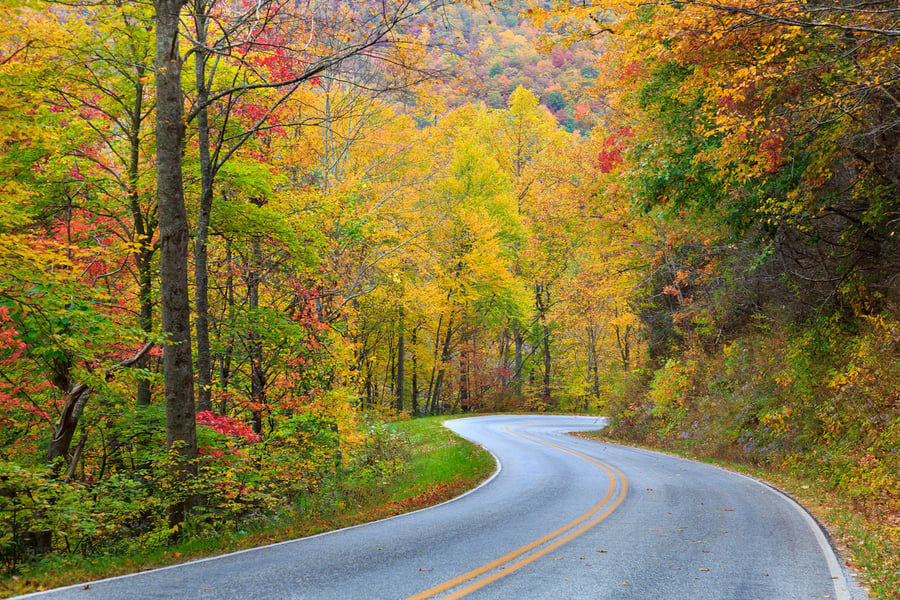 Part of the Cherohala Skyway, TN, in the fall