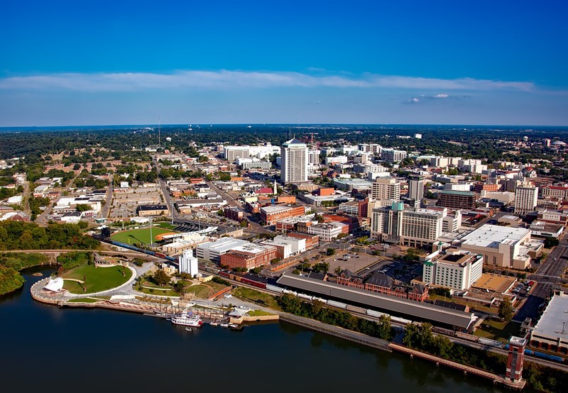 aerial view of Montgomery Alabama near Maxwell AFB