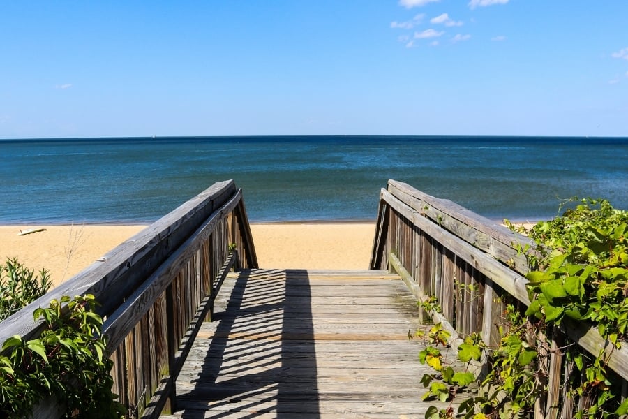 Walkway to Ocean View Beach in Norfolk, VA.