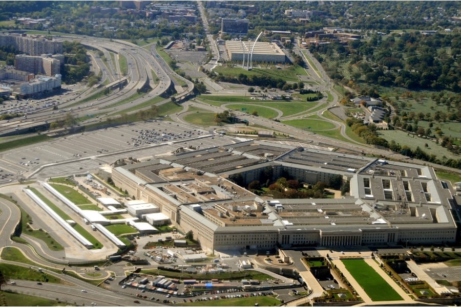 Aerial view of the Pentagon in Arlington, Virginia