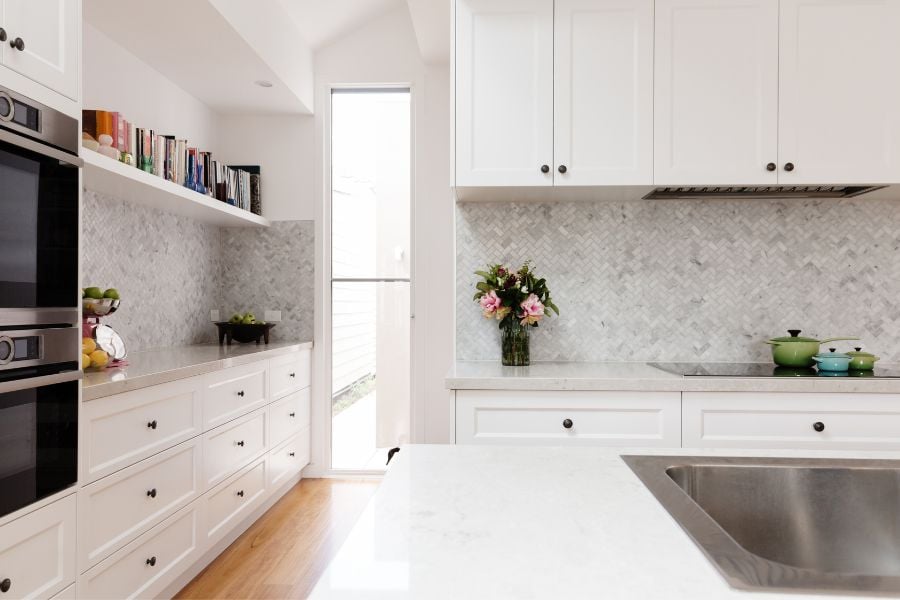 quartz countertop in kitchen remodel