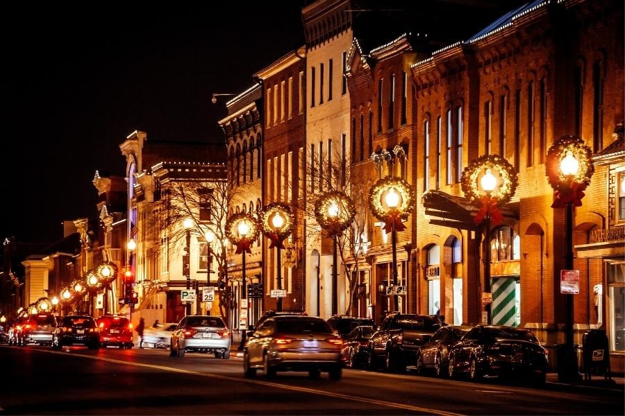 city street in Georgetown near Washington DC