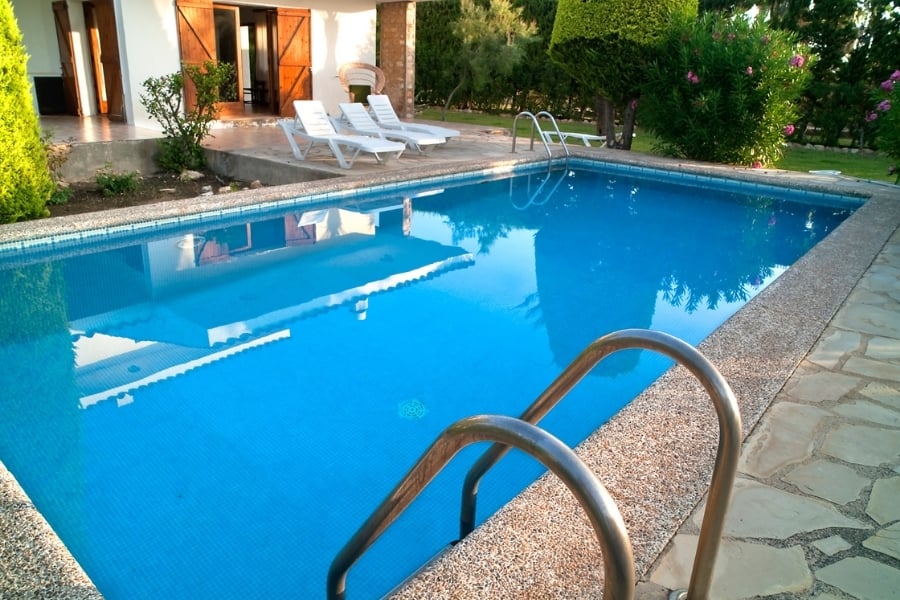 There are four types of pools that can be installed: a concrete pool, vinyl liner pool, fiberglass pool, or above ground pool.