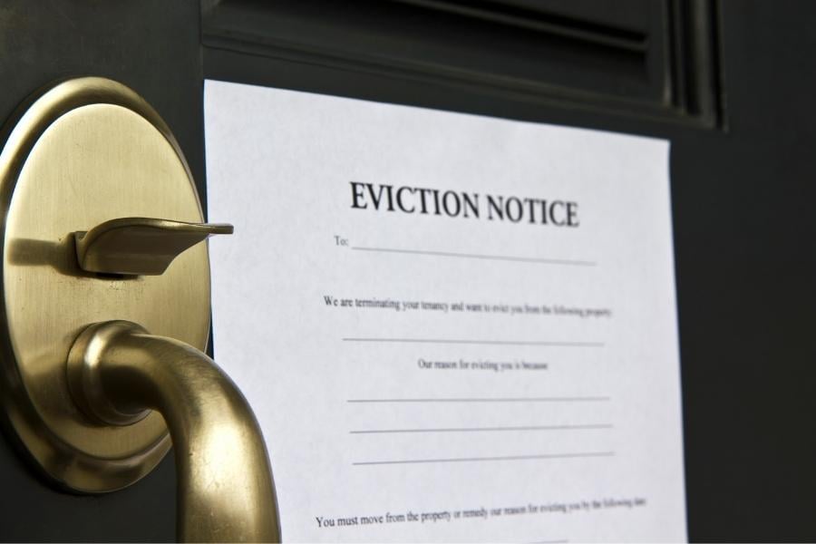 Eviction notice on front door