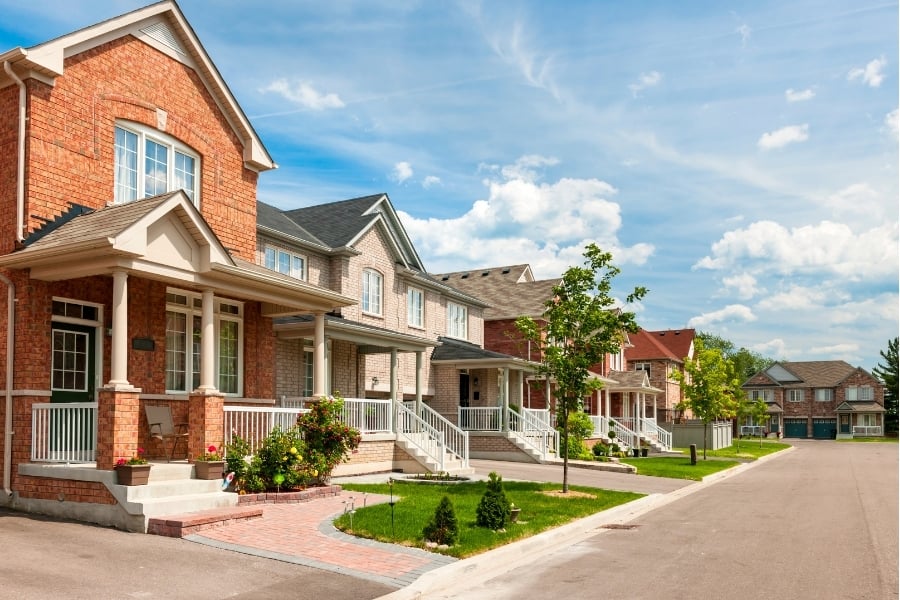 row of homes on street