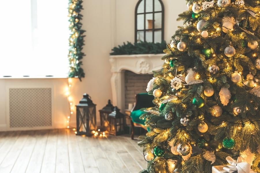 christmas tree and cozy living room