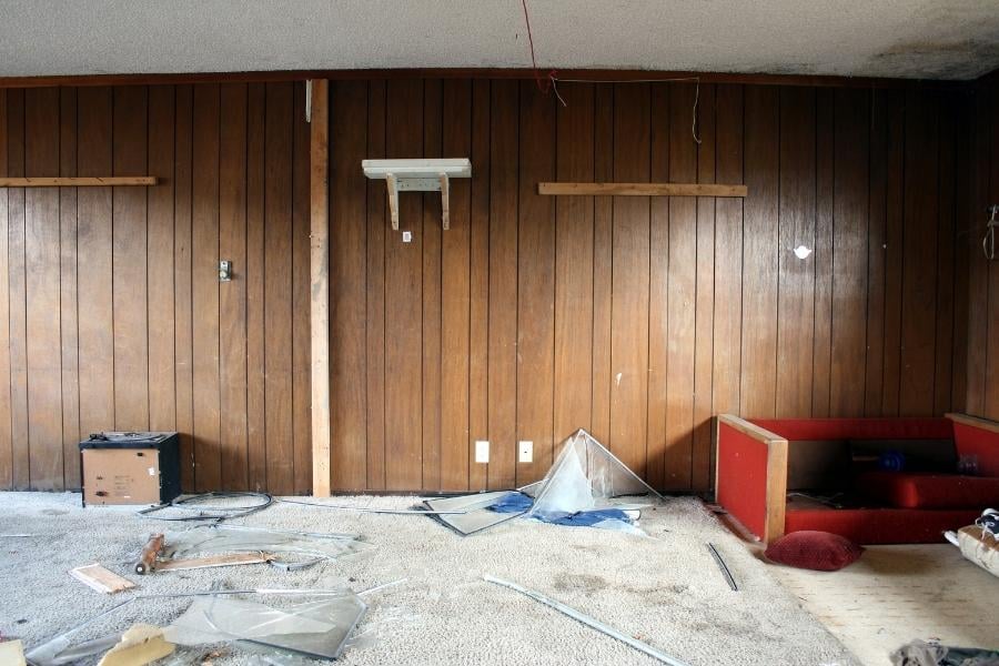 wood paneling in a vintage home