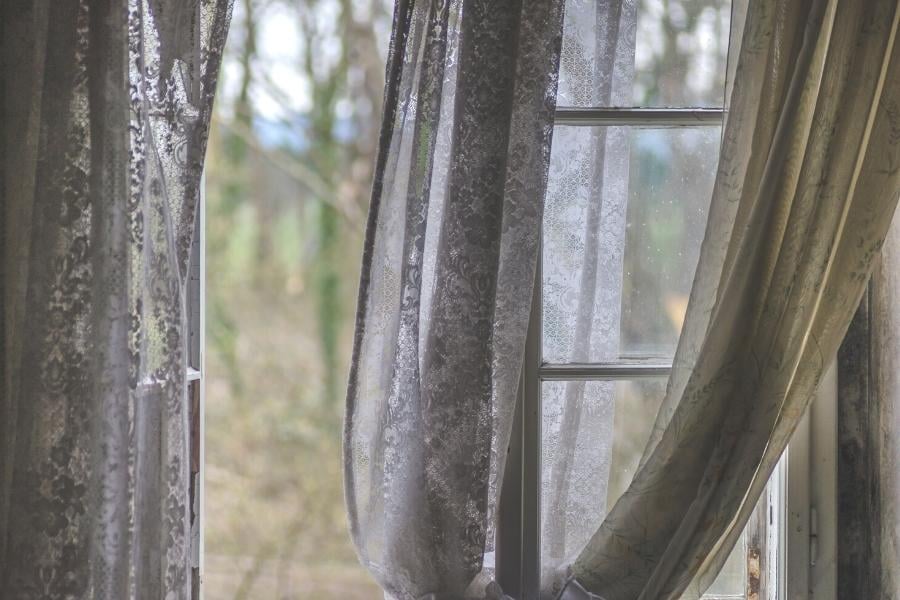 use sheer curtains with vintage windows