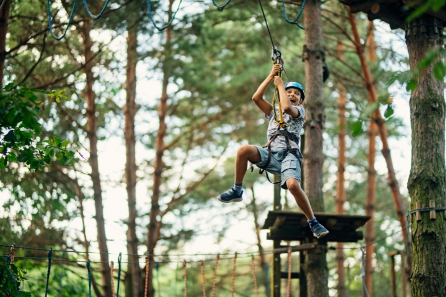 child on zipline