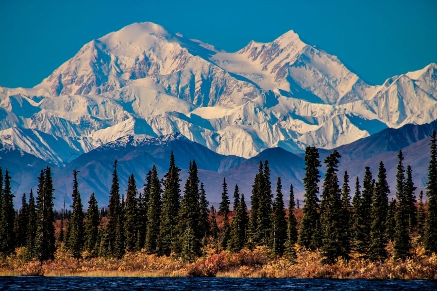 Snow covered mountains in Denali, Alaska