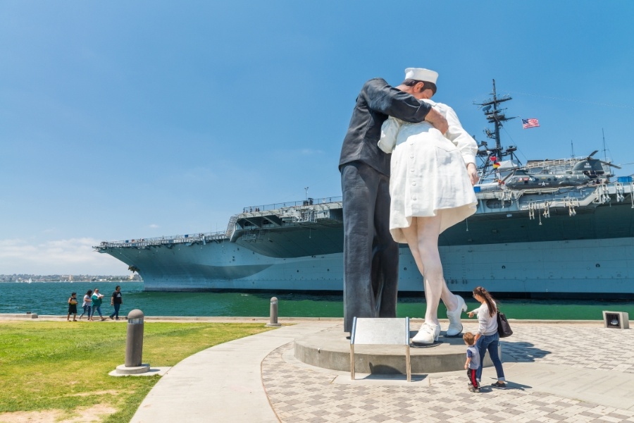 USS Midway and statue