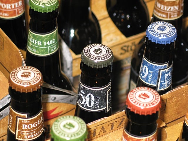 German bottles of beer in wooden case