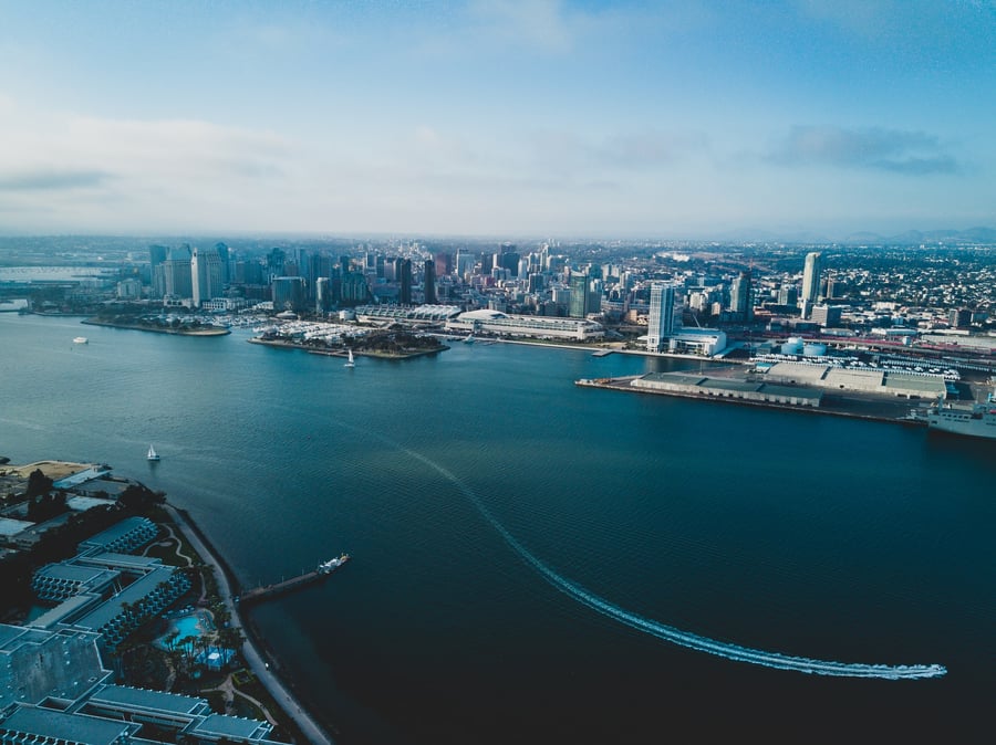 San Diego skyline and water