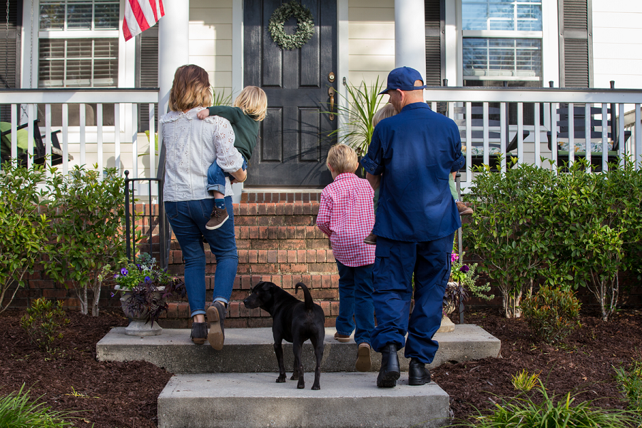 military family moving into home