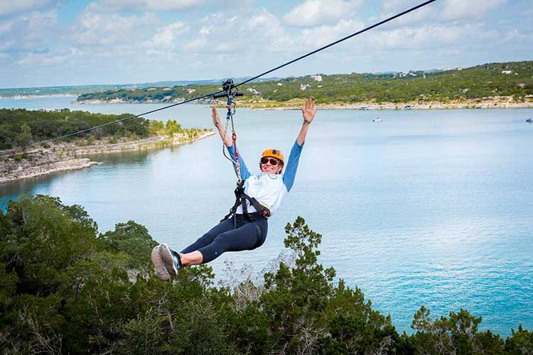 woman on zipline