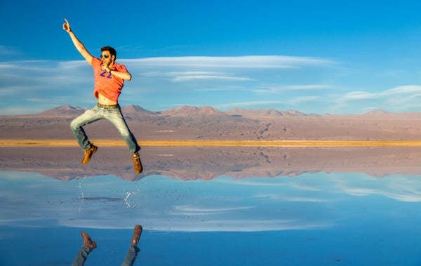 Amazing jump on Atacama Desert