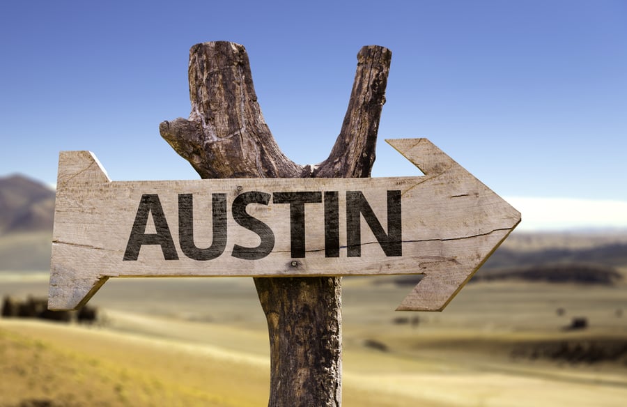 Austin wooden sign isolated on desert background