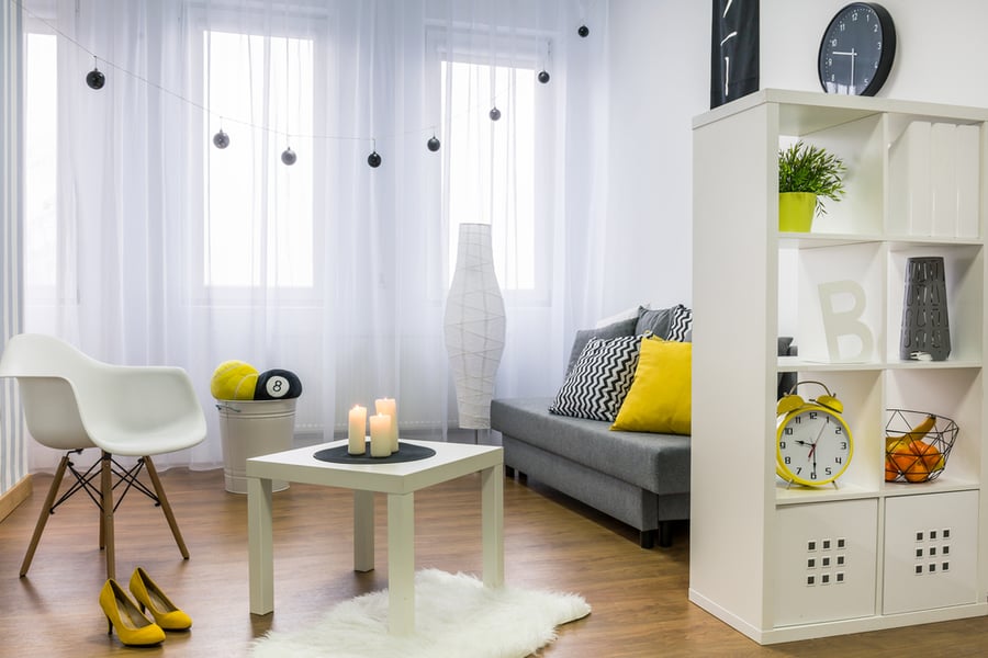 view of modern living room with wooden flooer