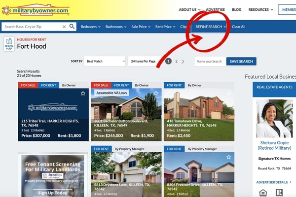 Searching houses for rent near Fort Hood on MilitaryByOwner