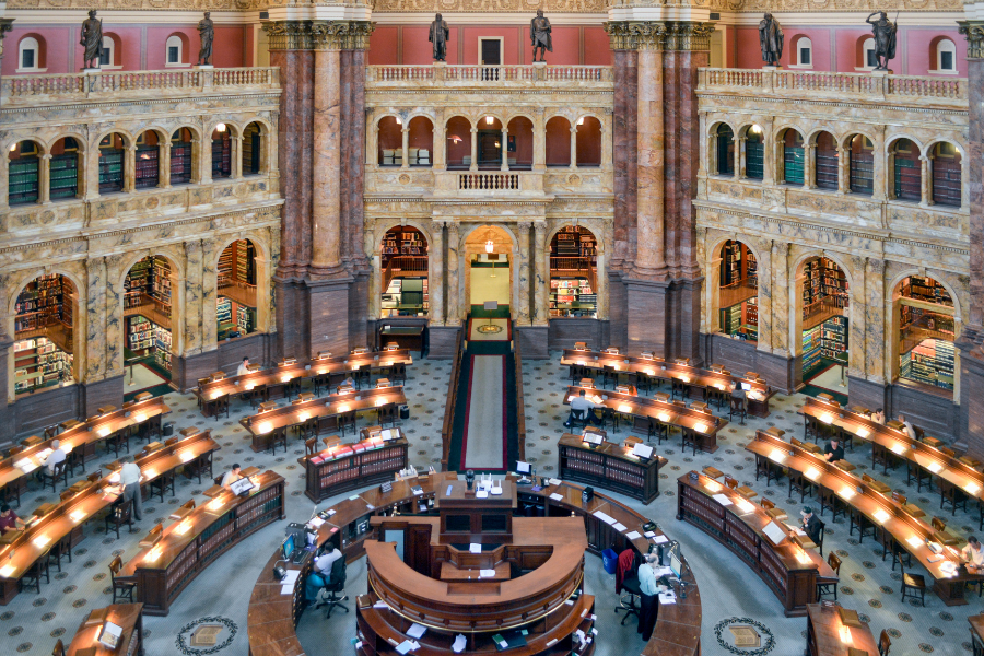 Interior view of the Library of Congress in Washington, DC.
