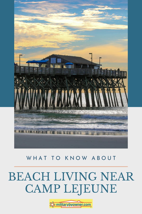 Pier at North Carolina with text, What to Know About Beach Living Near Camp Lejeune