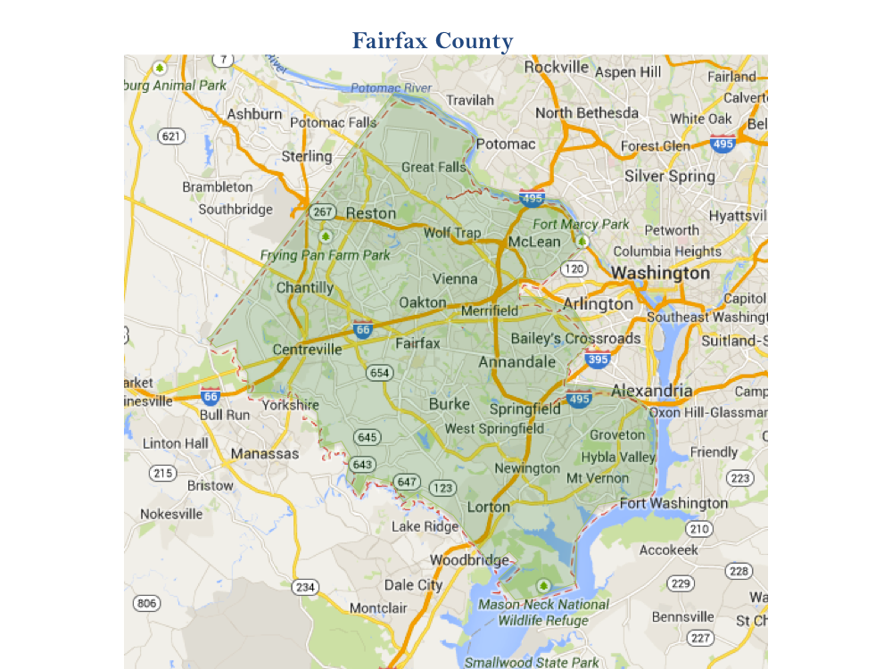 map of Fairfax county Virginia