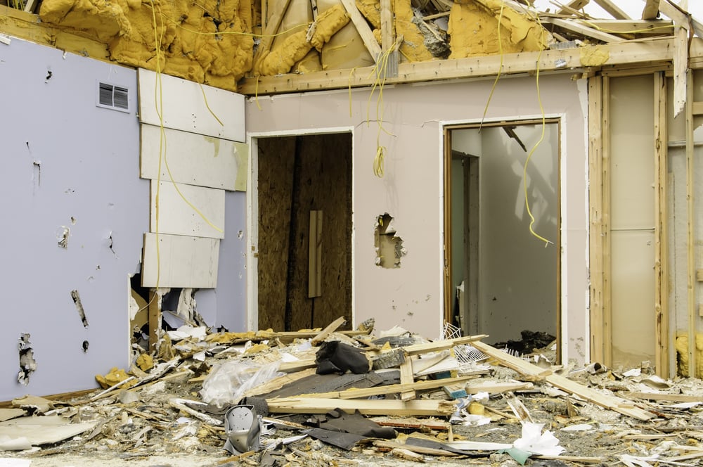 Remains of a house hit by a tornado