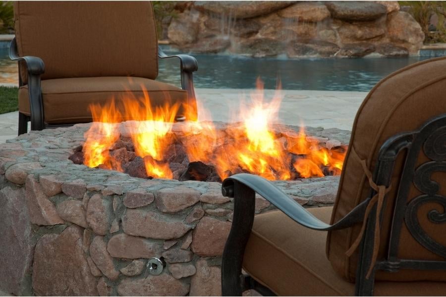 outdoor fire pit and chairs