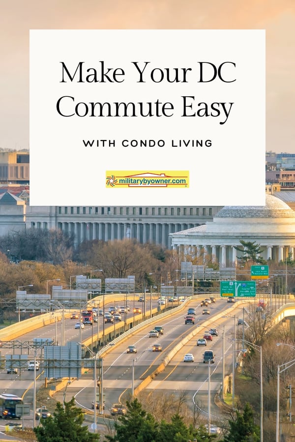 D.C. skyline and highway traffic at twilight. Make Your DC Commute Easy with Condo Living-1