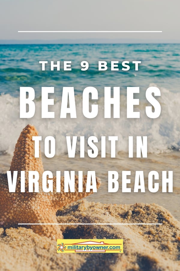 Starfish planted in sand with text, The 9 Best Beaches to Visit in Virginia Beach-1