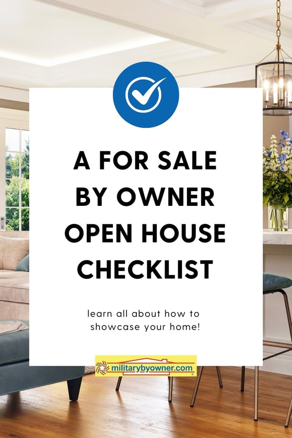 Home interior with white box and text, A For Sale by Owner Open House Checklist