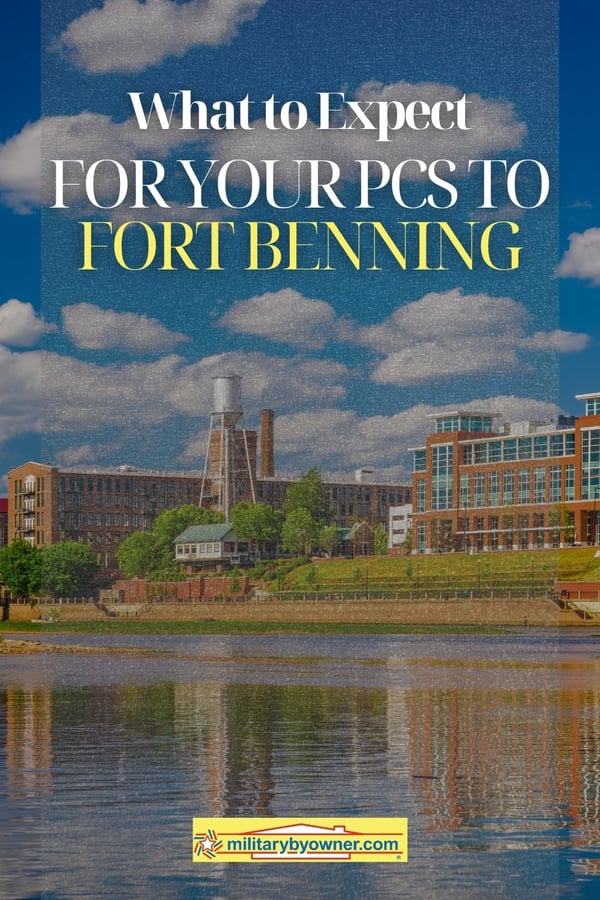 Image of Columbus, Georgia with text, What to Expect for Your PCS to Fort Moore