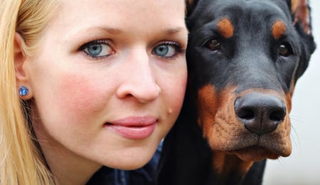 woman with Doberman