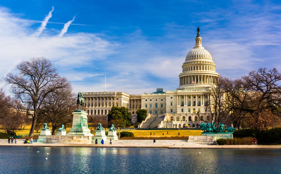 The Capitol and Reflecting Pool in Washington, DC.