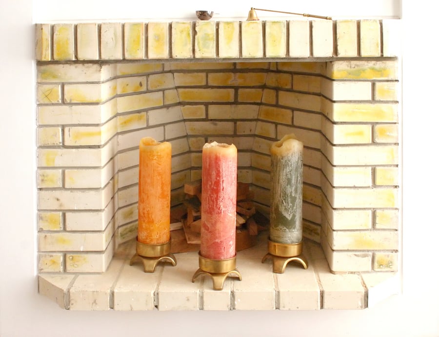 candles in a fireplace