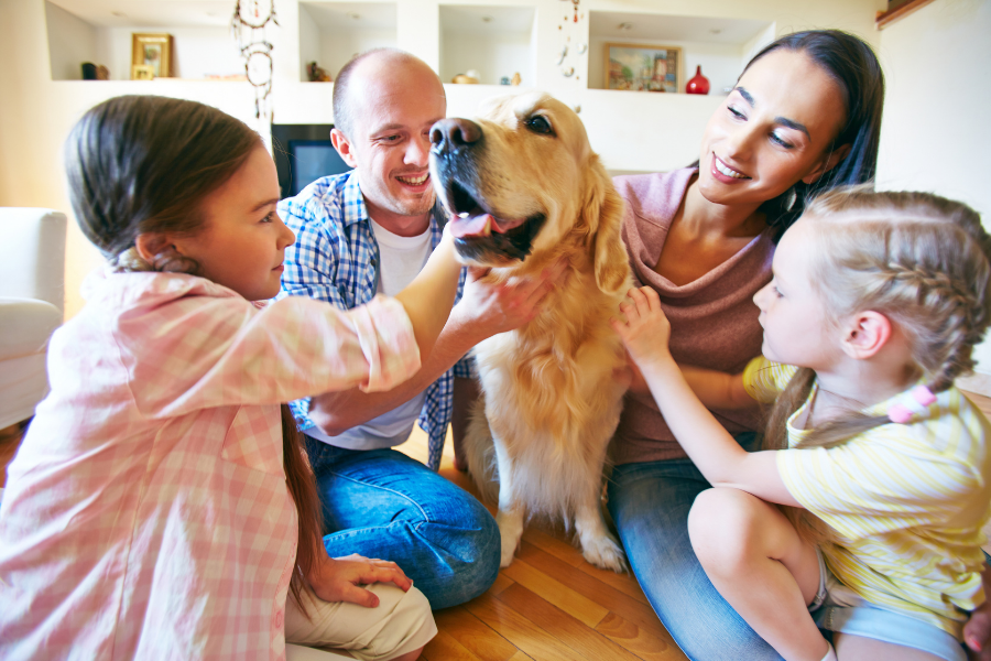 family with dog