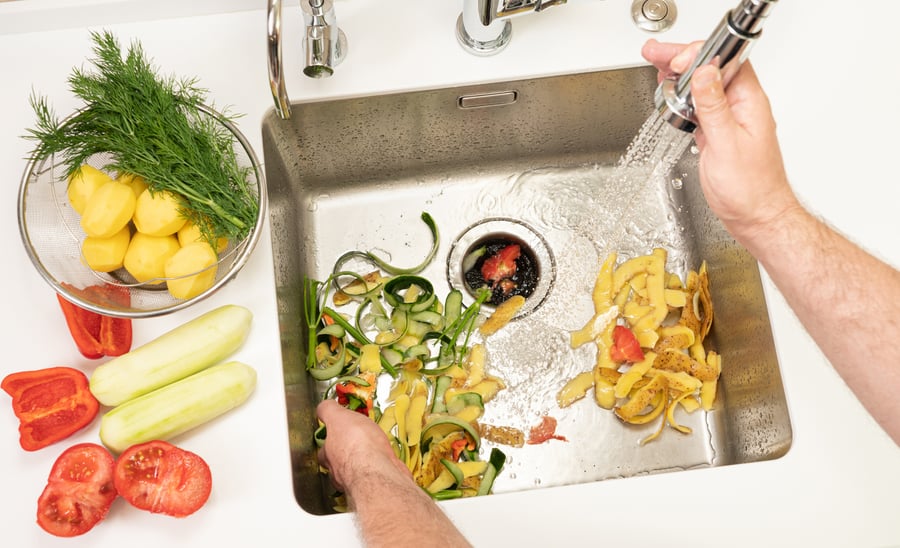 washing vegetables down garbage disposal