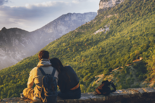 military couple traveling